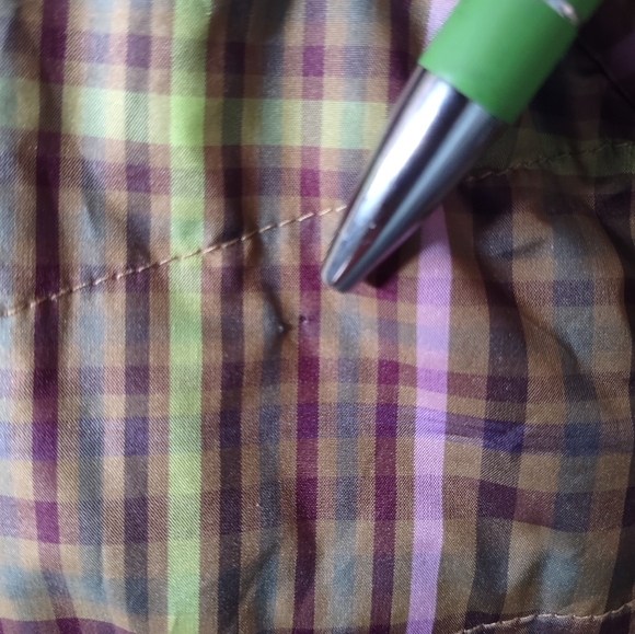 Lands End Sleeveless Vest Style Jacket Golden plaid colors, size S 6-8 - Picture 6 of 11